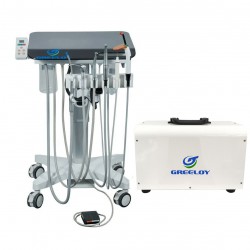 Greeloy GU-P302S Mobiele tandheelkundige kar-unit + compressor + elektromotor + scaler + uithardingslamp