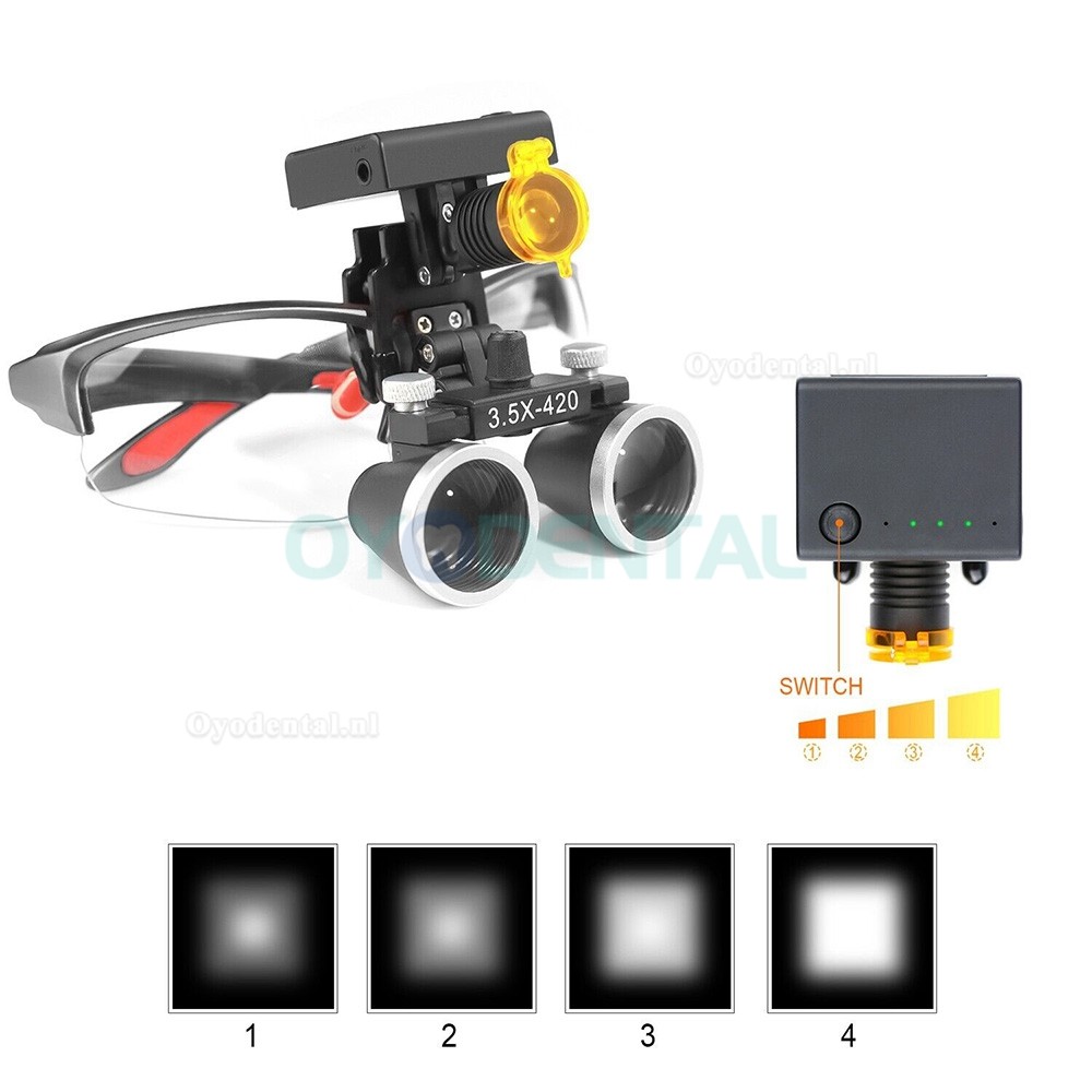 DY-117 3.5X chirurgische loep voor tandheelkunde + DY-010 draadloze 3W LED-hoofdlamp