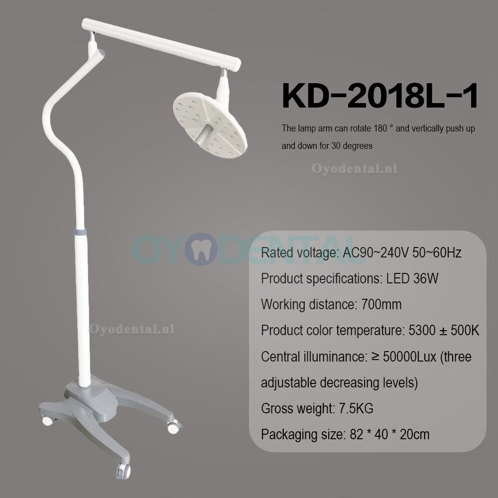 KWS KD-2018L-1 Mobiele tandheelkundige chirurgische LED-licht Schaduwloze examenchirurgie Lichtaanraakschakelaar