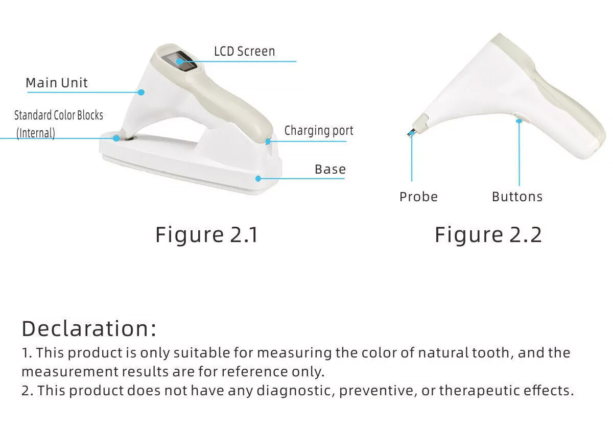 Tandheelkundige LED-tandkleurvergelijker digitale colormeter met tandenschaduwgids