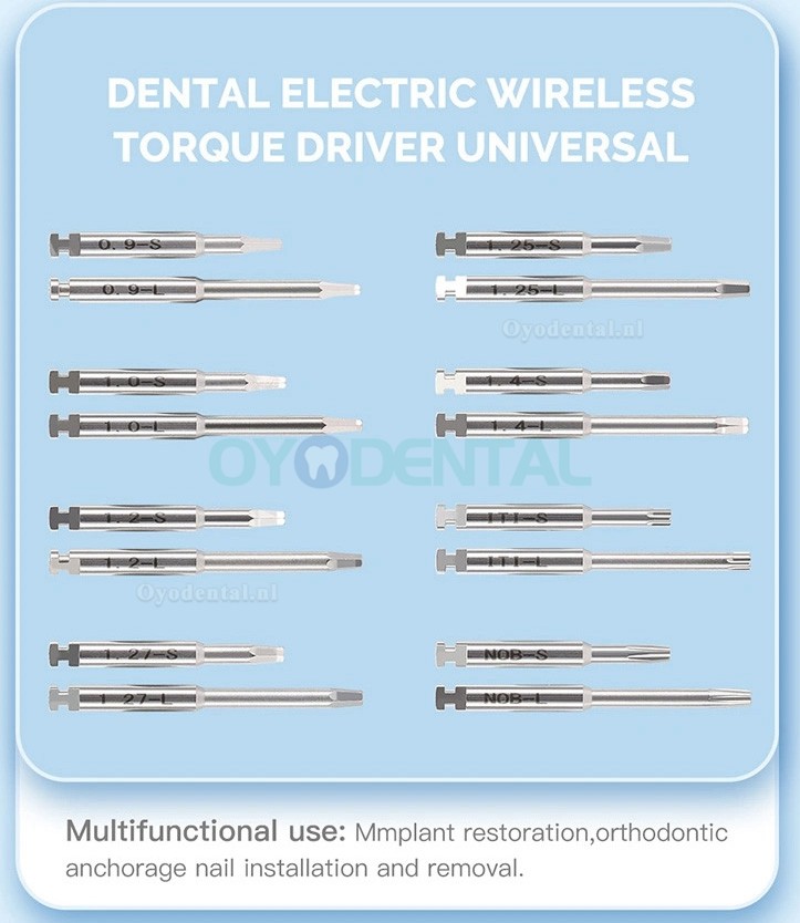 Elektrische draadloze universele implantaat momentsleutelset met 16 stuks schroevendraaiers