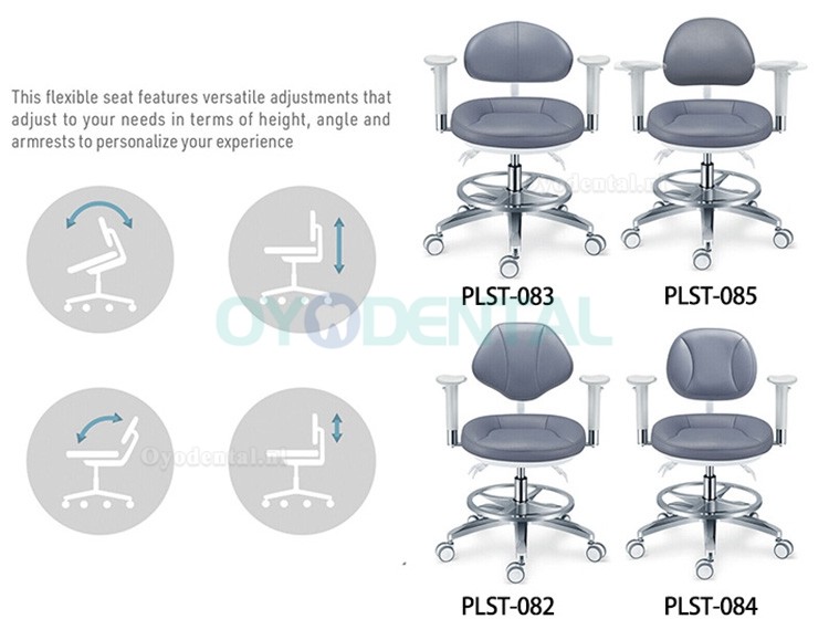 PLST-08 Serie Ergonomische verstelbare tandartsstoelen met armleuningen en rugleuning