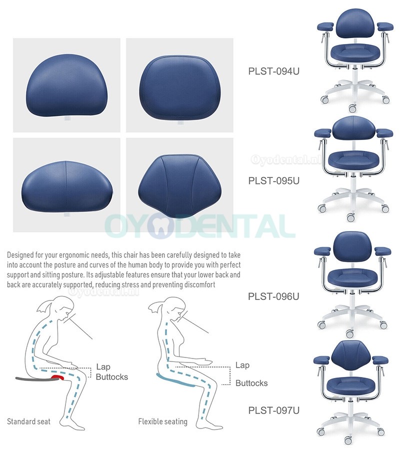 PLST-09 Serie Ergonomische tandheelkundige microscoopkruk tandartsassistent chirurgenkruk met amrest