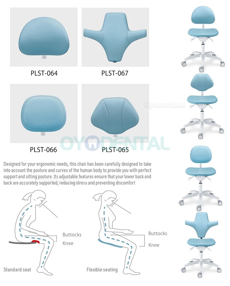 PLST-06 Serie Verstelbare ergonomische tandartsstoel tandartsassistente stoel mondhygiënist