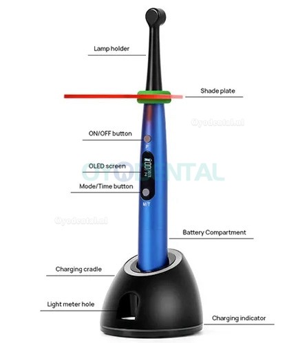 VRN DV-50 Tandheelkundig kernloos LED-uithardingslampen met cariësdetectie en lichtuithardingsmeter-radiometer