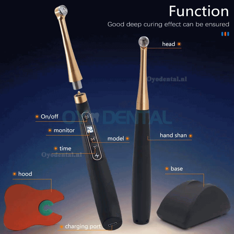 Tandheelkundig draadloos 1 seconde LED-uithardingslicht met cariësdetectie 6 modi 1800MW/CM2