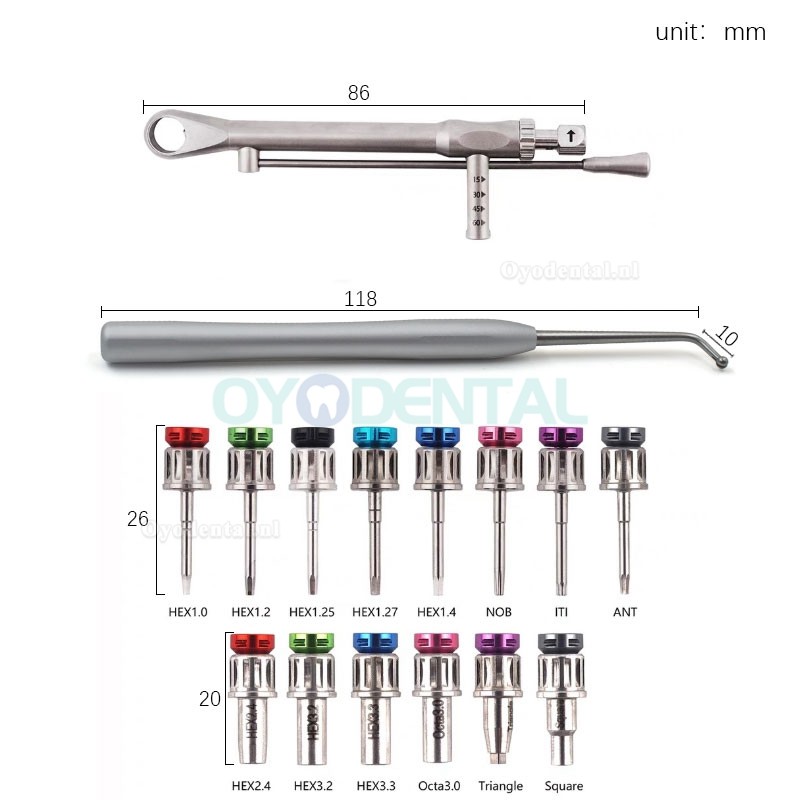 Universele tandheelkundige implantaat momentsleutel prothetische set met 14-delige schroevendraaiers